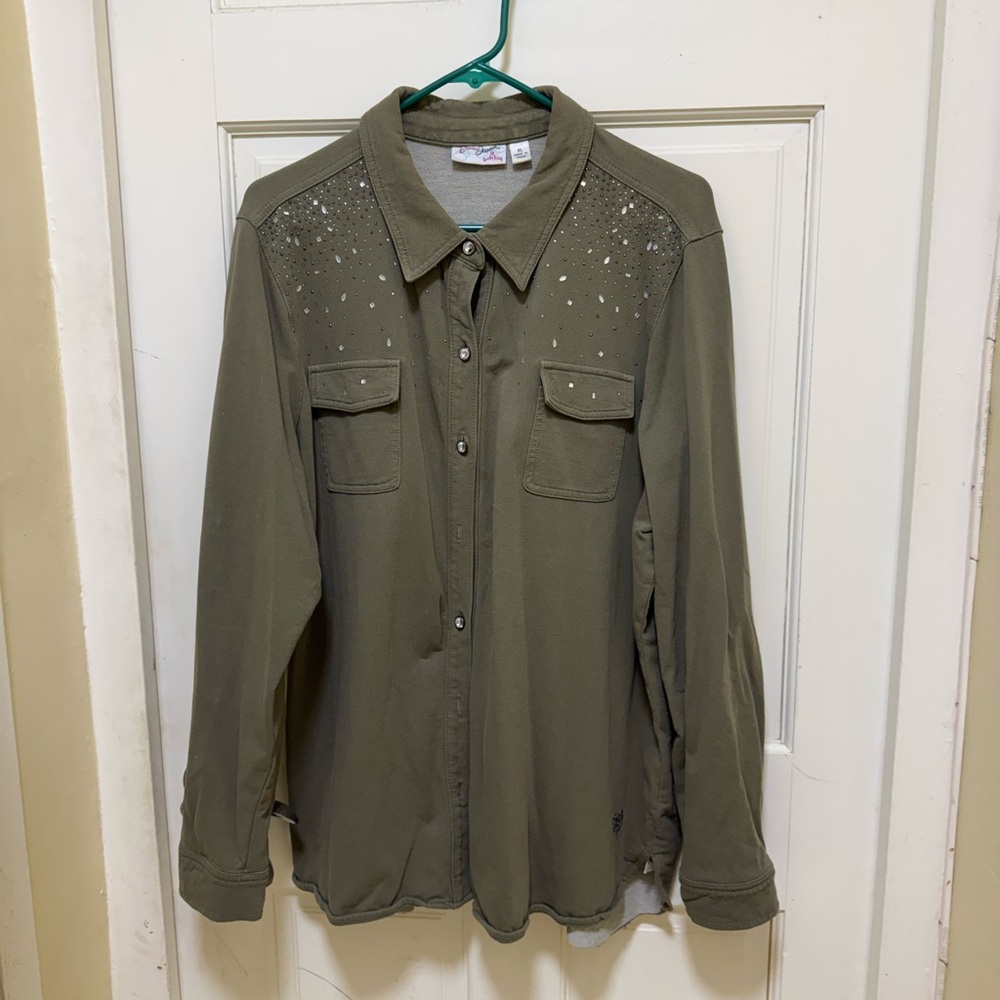 Olive Green Studded Womens Jacket